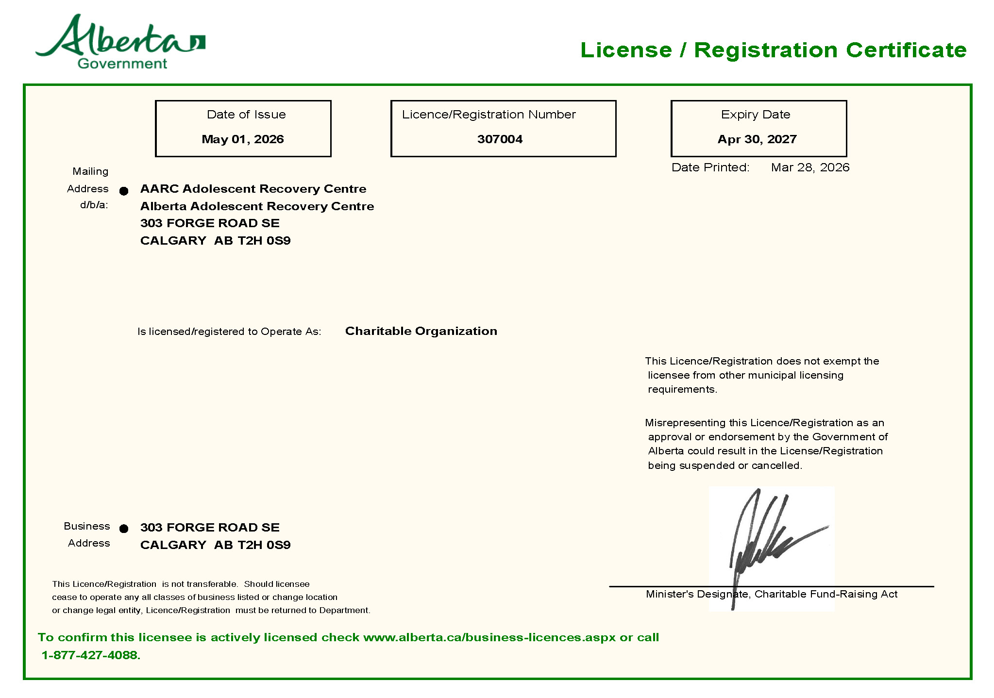 AARC - Addiction Treatment Service Provider License 2026