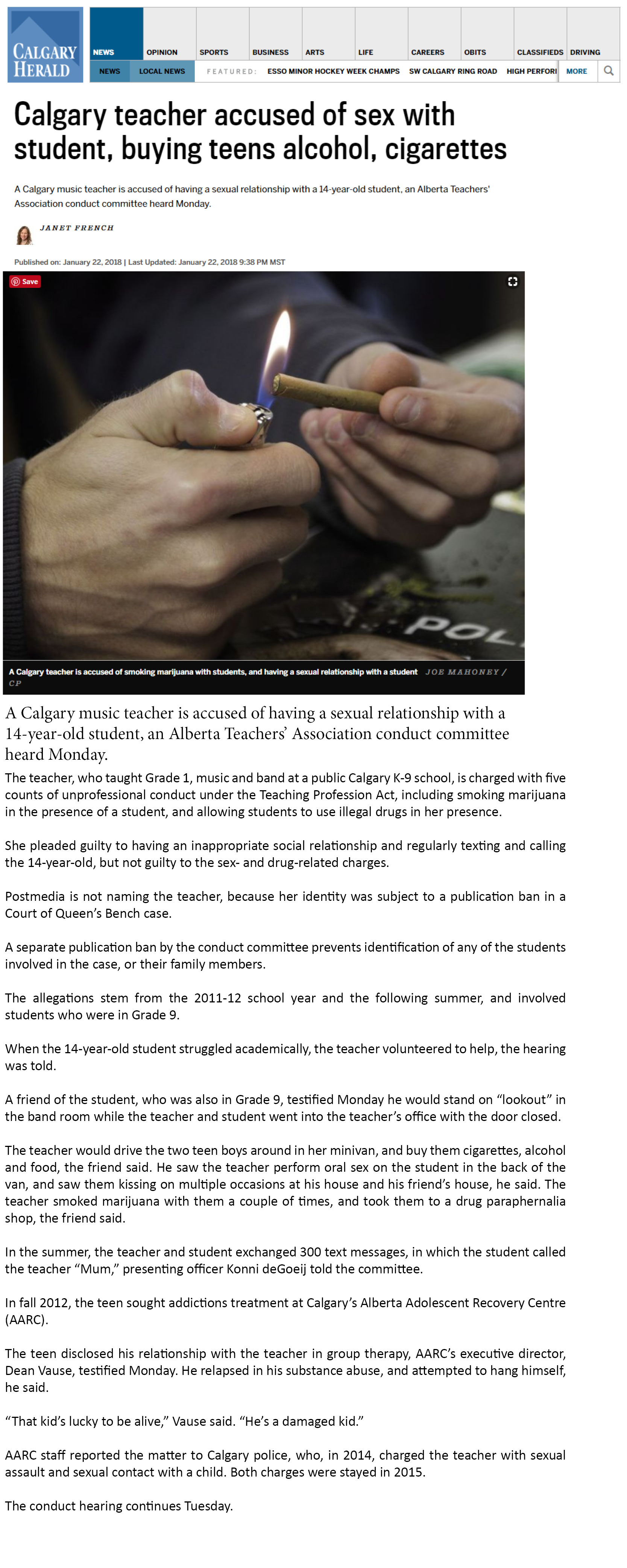 Calgary Herald, January 22, 2018